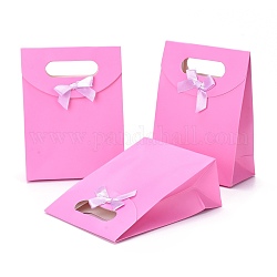 Paper Gift Bags with Ribbon Bowknot Design, Plum, 16.3x12.3cm