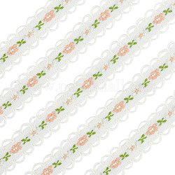 Adorno de flores bordado de 22 yarda Fingerinspire, 1/2 cintas para ajuste de encaje de poliéster (12mm) (blanco antiguo) para coser, decoración artesanal, boda, o embellecedores de decoración del hogar