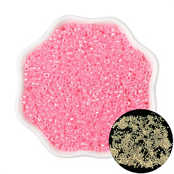 Bagliore luminoso nelle perline di vetro scuro, tondo, rosa caldo, 2.5mm, Foro: 1 mm, circa 700pcs/scatola