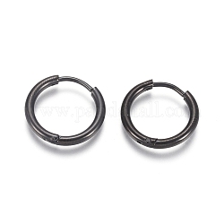 304 Stainless Steel Huggie Hoop Earrings, Hypoallergenic Earrings, with 316 Surgical Stainless Steel Pin, Electrophoresis Black, 12 Gauge, 17x2mm, Pin: 1mm, Inner Diameter: 12mm