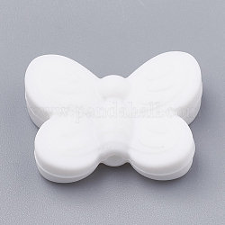 Perle focali in silicone ecologico per uso alimentare, masticare perline per i denti, fare collane fai-da-te fai-da-te, farfalla, bianco, 20x25x6mm, Foro: 2 mm