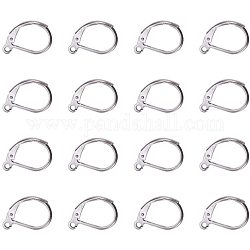 PandaHall 60 Pcs 304 Stainless Steel Lever Back Earring Hooks Earwire with Open Loop 15x10mm for Jewelry Making