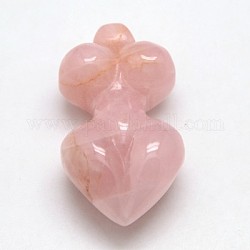 Pendentifs de quartz rose naturel, déesse, 48~52x27x16mm, Trou: 1mm