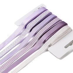 Ruban polyester 18 yards 6 styles, pour le bricolage fait main, nœuds de cheveux et décoration de cadeaux, palette de couleurs violettes, chardon, 3/8~1/2 pouce (9~12 mm), environ 3 mètre/style