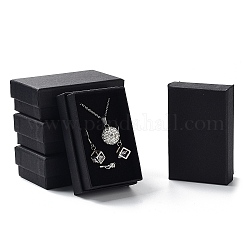 Cardboard Paper Jewelry Set Boxes, with Black Sponge, for Jewelry and Gift, Rectangle, Black, 8x5x2.7cm