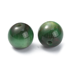Perline in resina opaca bicolore, tondo, verde, 9.5~10mm, Foro: 2 mm