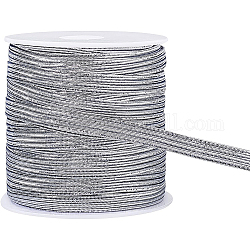 BENECREAT 25m Glitter Metallic Elastic Strap 6mm Silver Flat Nylon Elastic Cords for Bowknot Making, Garment Accessory Sewing, Gift Wrapping