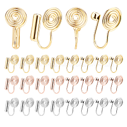 PandaHall Elite 20pcs 5 style Brass Cuff Earring Settings, with Plug, Mixed Color, 14x8mm, 4pcs/style