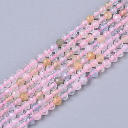 Chapelets de perles en morganite naturelle, ronde à facettes, 3mm, Trou: 0.5mm, Environ 138 pcs/chapelet, 15.3 pouce