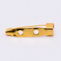 Iron Brooch Findings, Back Bar Pins, with 2 Holes, Golden, 5x25x7mm, Hole: 2mm, Pin: 0.5mm