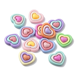 Cabujones decodificados de resina opaca del día de San Valentín, corazón, color mezclado, 18x21x4mm