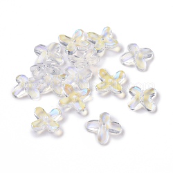Glass Beads, for Jewelry Making, Flower, Clear AB, 9.5x9.5x3.5mm, Hole: 1mm