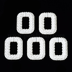 Anillos de unión de perlas de imitación de plástico ccb, conectores de enlace rápido, para la fabricación de cadenas de joyería, Rectángulo, color de concha, 34.5x26x7mm, diámetro interior: 11x19 mm