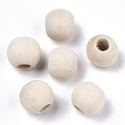 Natürliche unfertige Holzperlen, Makramee Perlen, runde große Lochperlen aus Holz für die Herstellung von Kunsthandwerk, antik weiß, 15x13 mm, Bohrung: 6 mm