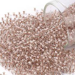Toho perles de rocaille rondes, Perles de rocaille japonais, (1069) cristal doublé rose brumeux doux, 11/0, 2.2mm, Trou: 0.8mm, environ 1110 pcs/10 g