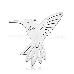 201 Stainless Steel Pendants, Laser Cut, Bird, Stainless Steel Color, 34x39.5x1mm, Hole: 1.5mm