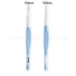 Крючки из АБС-пластика, иглы, с ручкой TPR, для плетения крючком швейных инструментов, Небесно-голубой, 195 мм, штифты : 15 мм