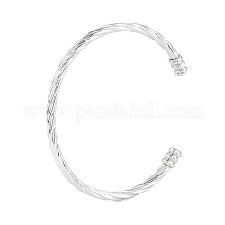 Bracelets de manchette en 304 acier inoxydable, bracelets ouverts en fil de câble, couleur inoxydable, diamètre intérieur: 2-3/8 pouce (5.9 cm)