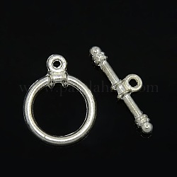 Alloy Toggle Clasps, Lead Free, Silver, Ring: 16x13x3mm, Bar: 19x6x3mm, Hole: 3mm