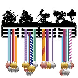 Support de mur d'affichage de support de cintre de médaille de fer de mode, 3 ligne, avec des vis, noir, course de voitures, des sports, 150x400x1.5mm
