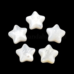 Cuentas de concha natural de blanco, cáscara de agua dulce, estrella, blanco floral, 10x10x4.5mm, agujero: 0.8 mm
