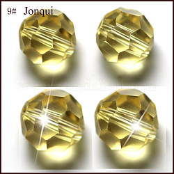 Perles d'imitation cristal autrichien, grade AAA, facetté (32 facettes), ronde, champagne jaune, 10mm, Trou: 0.9~1mm