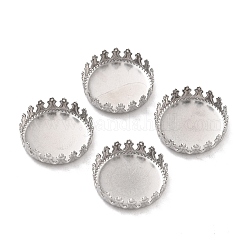 316 Surgical Stainless Steel Cabochon Tray Settings, Serrated Edge Bezel Cups, Flat Round, Stainless Steel Color, 16x4mm