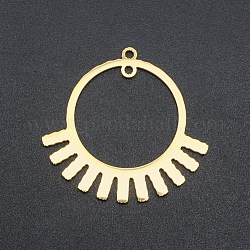 201 Stainless Steel  2-Loop Link Pendants, Laser Cut, Ring, Golden, 30x32x1mm, Hole: 1.6mm