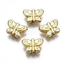 Rack Plating Alloy Beads, Cadmium Free & Lead Free, Butterfly, Light Gold, 7.5x11x4mm, Hole: 1.2mm
