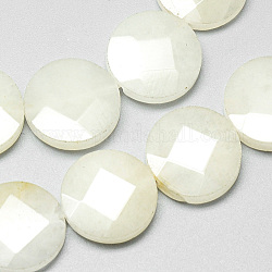 Chapelets de perles jaunes en aventurine naturelle, facette, plat rond, 15~16x4mm, Trou: 1mm, Environ 26 pcs/chapelet, 15.7 pouce