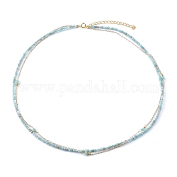 Ожерелья с амазонитом, слоистые ожерелья, с латунной фурнитурой , 16.5 дюйм (42 см)