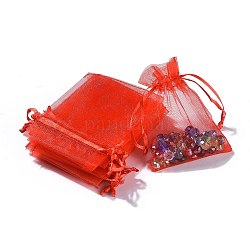Organza Bags, Wedding Favour Bags, Mother's Day Bags, Red, about 7cm wide, 9cm long