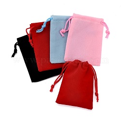 Bolsos de tela de terciopelo, bolsas de joyas, Bolsas de regalo de dulces de boda de fiesta de navidad, color mezclado, 9x7 cm