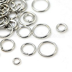 Ottone anelli di salto aperto, nichel libero, formato misto, platino, 18 gauge, 4~10x1mm, diametro interno: 2~8mm