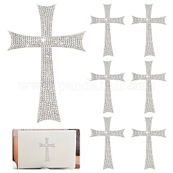 Adesivo autoadesivo con strass glitter, applicazioni di croce religiosa, cirstallo, 119x79x1.5mm