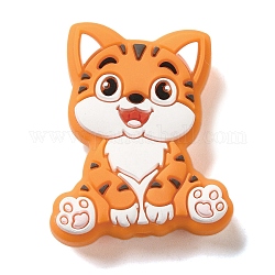 Perline focali in silicone per gatti, fare collane fai-da-te fai-da-te, arancione, 30x24x9.5mm, Foro: 2 mm