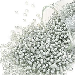 Toho perles de rocaille rondes, Perles de rocaille japonais, (376) couleur intérieure gris moyen / doublé blanc, 11/0, 2.2mm, Trou: 0.8mm, environ 5555 pcs/50 g
