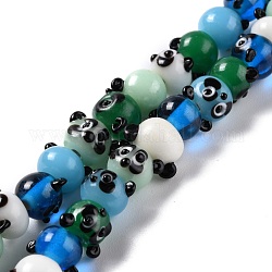 Manuell Murano Glas Perlen, holperig, Panda, Mischfarbe, 10~12x11~15x8~10 mm, Bohrung: 1.8~2 mm, ca. 39 Stk. / Strang, 12.80 Zoll (32.5 cm)