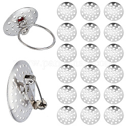 SUNNYCLUE Iron Finger Ring/Brooch Sieve Findings, Perforated Disc Settings, Platinum, 14x1mm, Hole: 1.2mm, 200pcs/box