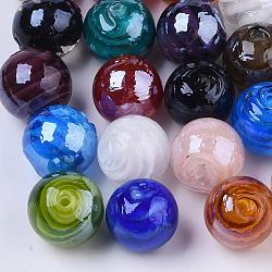 Perles vernissées manuelles, nacré, ronde, couleur mixte, 14mm, Trou: 1.5mm