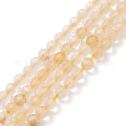Natürlichen Citrin Perlen Stränge, facettiert, Runde, 3 mm, Bohrung: 0.5 mm, ca. 132 Stk. / Strang, 15.7 Zoll (40 cm)
