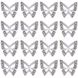 SUNNYCLUE 40PCS Alloy Rhinestone Cabochons, Nail Art Decoration Accessories, Butterfly, Silver, 8.5x9.5x1.5mm