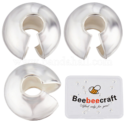 Beebeecraft 30 шт., 925 чехла для обжимных бусин из стерлингового серебра, плоско-круглые, серебряные, 5.5x4 мм, отверстие : 1.8 мм