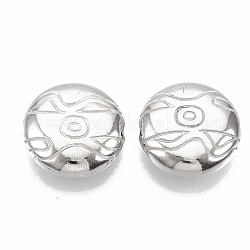 Ccb Kunststoff-Perlen, für diy Schmuck machen, flache Runde mit Sonne & Berg, Silber, 20x7 mm, Bohrung: 1.6~2 mm, ca. 300 Stk. / 500 g