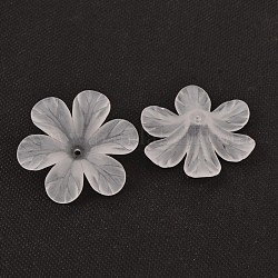 Transparent Acrylic Beads, Frosted, Flower Bead Caps, White, 30x8mm, Hole: 1.5~2mm, about 314pcs/500g