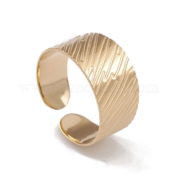 Placage ionique (ip) 304 anneaux de manchette ouverts texturés en acier inoxydable pour femmes, véritable 14k plaqué or, nous taille 6 3/4 (17.1mm)