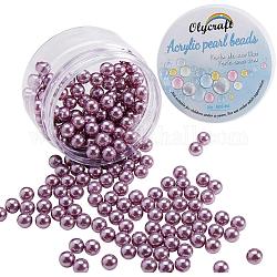 Perlas de imitación de plástico ecológicas, alto brillo, Grado A, no hay abalorios de agujero, redondo, medio de la orquídea, 8mm, 200 unidades / caja