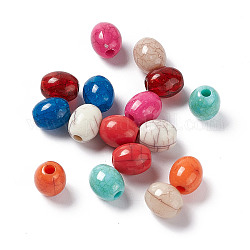 Crackle undurchsichtigen Acryl Perlen, Nachahmung türkis, Reis, Mischfarbe, 9x8 mm, Bohrung: 2 mm, ca. 1515 Stk. / 500 g