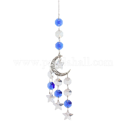 Grandes décorations pendantes en alliage, capteurs de soleil suspendus à la lune, verre cristal k9, avec les accessoires en fer, pour jardin, mariage, ornement d'éclairage, bleuet, 440~450mm