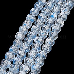 Hilos de perlas de vidrio transparente pintado pintado, redondo, cielo azul profundo, 8mm, agujero: 1.2 mm, aproximamente 102 pcs / cadena, 30.24'' (76.8 cm)